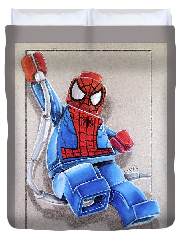 Lego Spiderman Duvet Cover by Thomas Volpe - Fine Art America