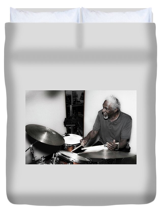 Jazz Drummer Duvet Cover featuring the photograph Legrand Rogers by Lee Santa