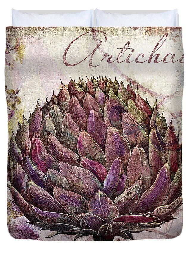 Artichoke Duvet Cover featuring the painting Legumes Francais Artichoke by Mindy Sommers