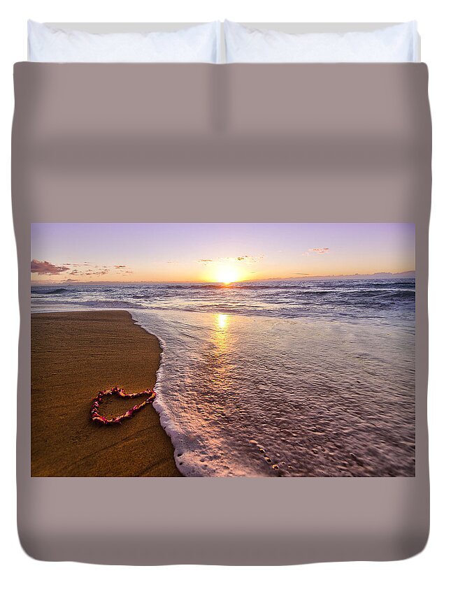 Beach Duvet Cover featuring the photograph Lei of Love Polihale Kauai Hawaii by Lawrence Knutsson