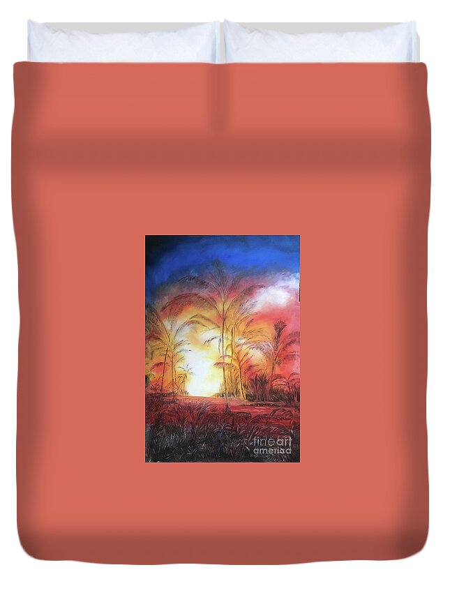 Leilani Eruption Duvet Cover featuring the painting Garden Ahi by Michael Silbaugh