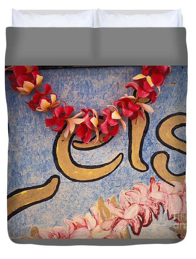 Above Duvet Cover featuring the photograph Leis for Sale by Dana Edmunds - Printscapes