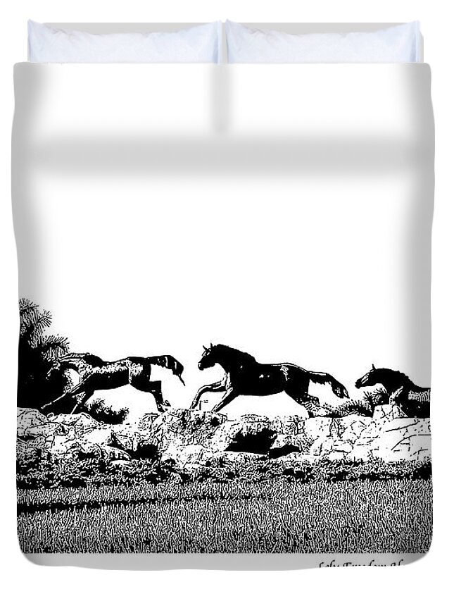 Horse Duvet Cover featuring the photograph Lely Horses by Laurie Paci