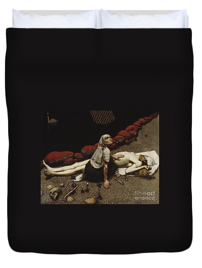 Akseli Gallen-kallela Duvet Cover featuring the painting Lemminkainen's Mother by MotionAge Designs