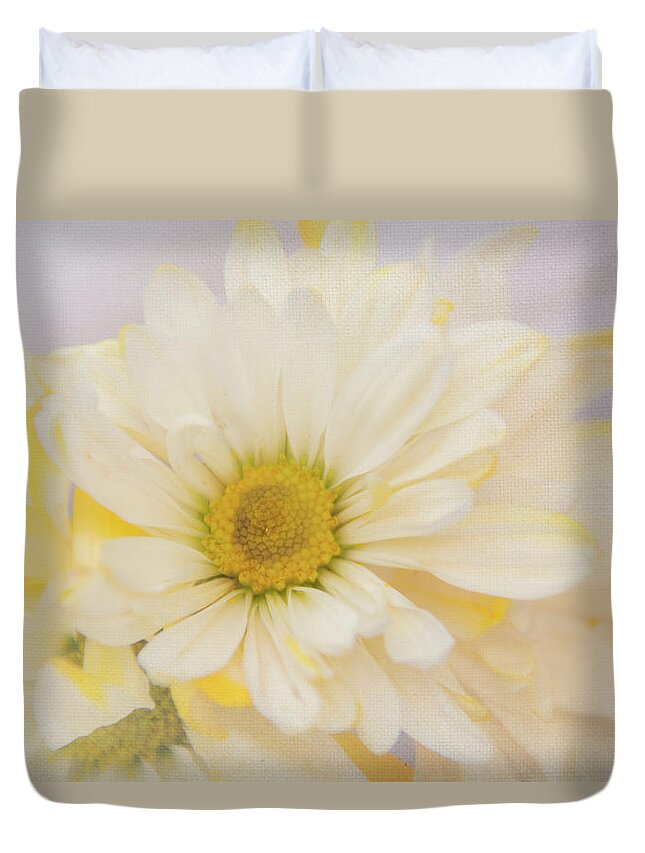  Daisy Duvet Cover featuring the photograph Lemon Sunshine by Pamela Williams