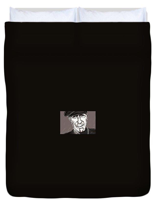 Singer Duvet Cover featuring the painting Leonard Cohen by Jim Vance