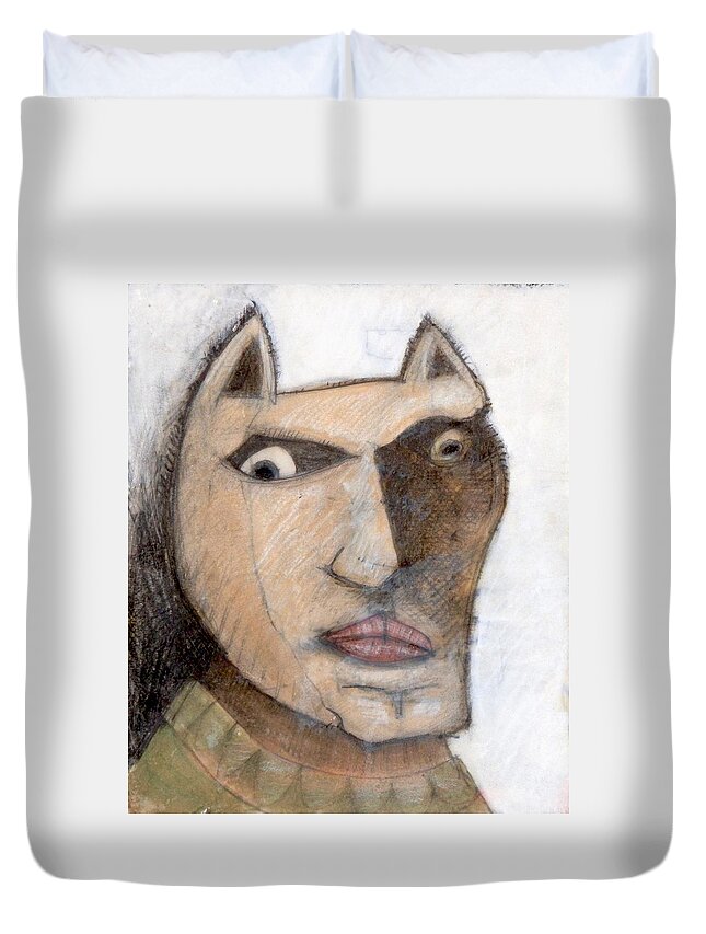 Portraits Duvet Cover featuring the painting Leroy Baby Brother by Michael Sharber