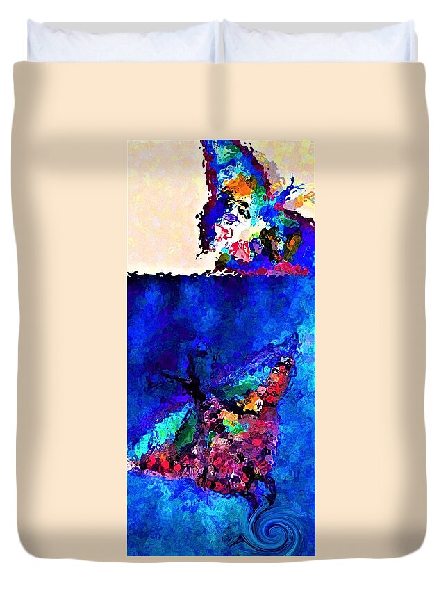 Butterflies Duvet Cover featuring the digital art Let Go Fly Away Into The Light By Lisa Kaiser by Lisa Kaiser