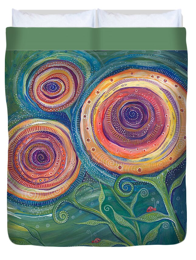Flowers Duvet Cover featuring the painting Be the Light by Tanielle Childers