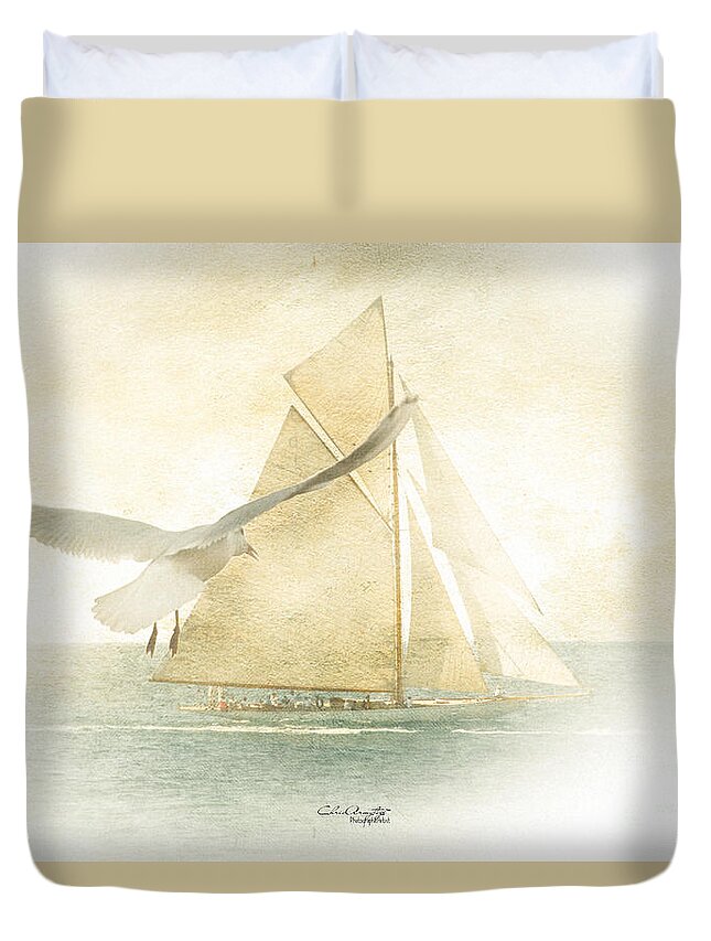 Landscape Duvet Cover featuring the painting Let Your Spirit Soar by Chris Armytage