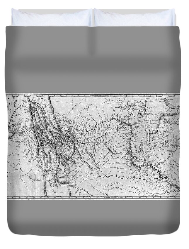 Lewis And Clark Hand-drawn Map Of The Unknown 1804 Duvet Cover featuring the painting Lewis And Clark Hand-drawn Map Of The Unknown 1804 by Celestial Images