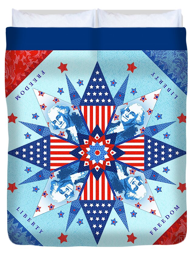 Patriotic Duvet Cover featuring the digital art Liberty Quilt by Valerie Drake Lesiak