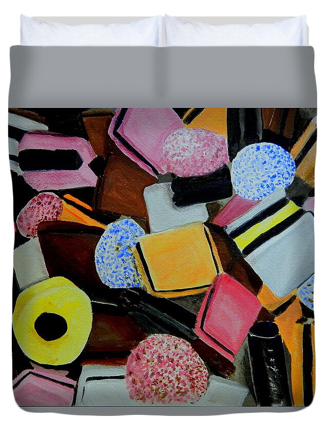 Candy Duvet Cover featuring the painting Licorice All Sorts by Betty-Anne McDonald