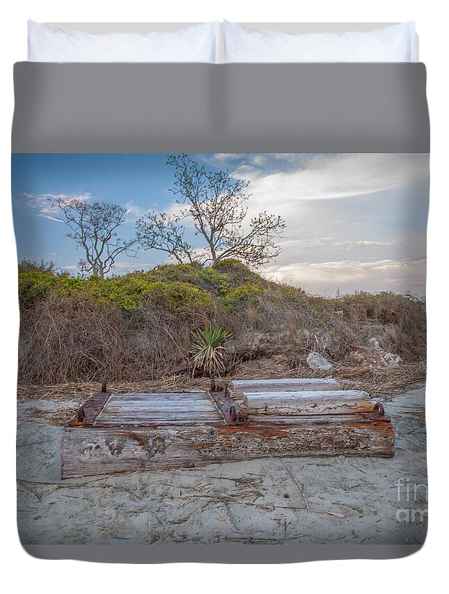Sunset Duvet Cover featuring the photograph High Tide Treasure by Dale Powell