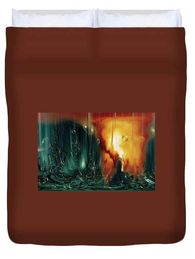 Life Form Ends Duvet Cover featuring the digital art Life Form Ends by Linda Sannuti