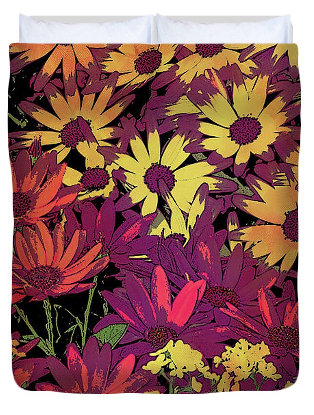  Flowers Duvet Cover featuring the painting Life in Flowers by JQ Licensing