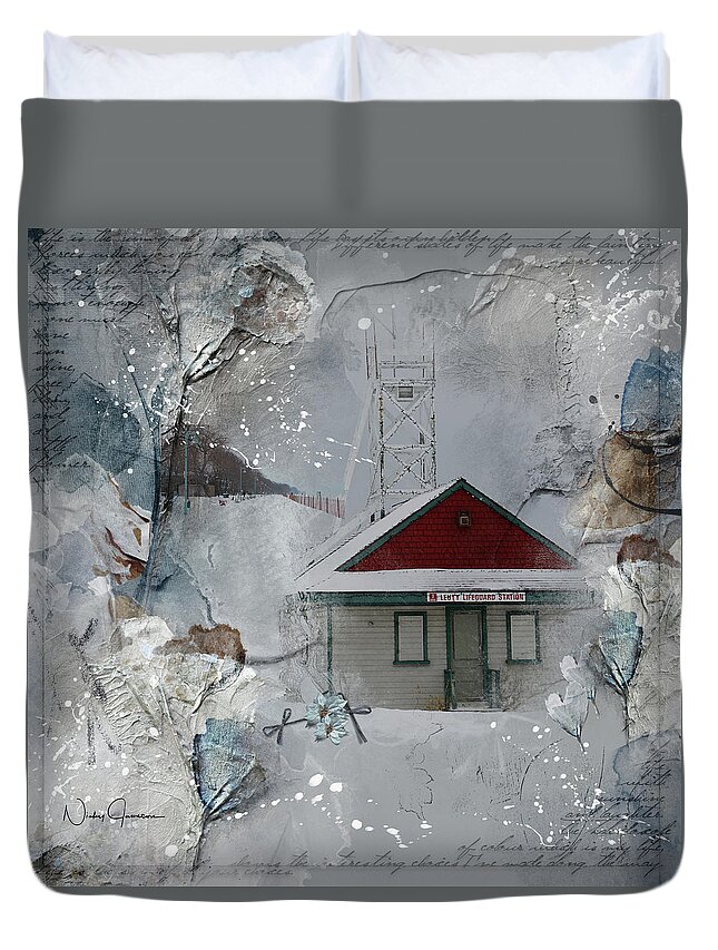 Toronto Duvet Cover featuring the digital art Lifeguard Station by Nicky Jameson
