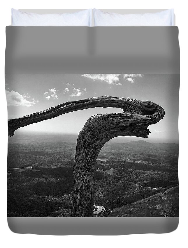 Kelly Hazel Duvet Cover featuring the photograph Lifeless Tree Atop Table Rock by Kelly Hazel
