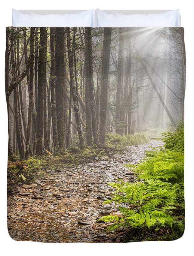 Trail Duvet Cover featuring the photograph Light Beams by Debra and Dave Vanderlaan
