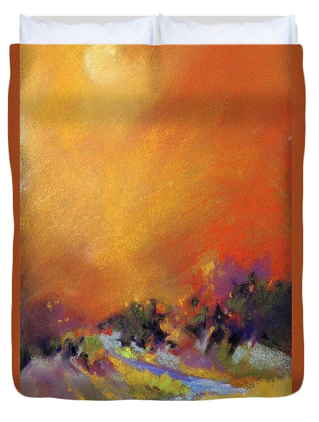 Lanscape Duvet Cover featuring the painting Light Dance by Rae Andrews