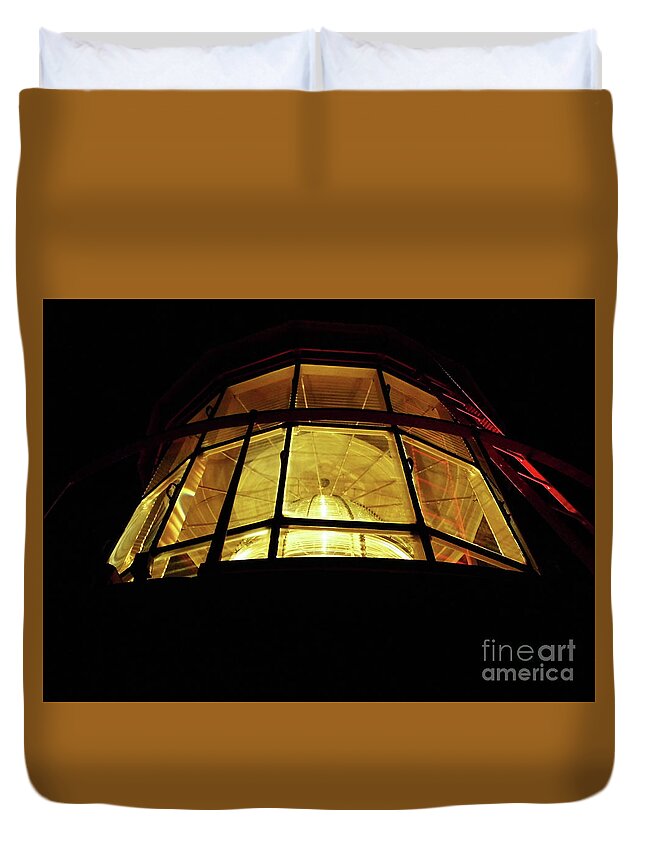 Lighthouse Duvet Cover featuring the photograph Light In The Dark Sky by D Hackett