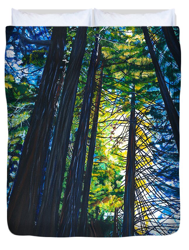  California Duvet Cover featuring the painting Light in the Trees 40x30 by Santana Star