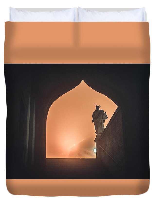 Mystery Duvet Cover featuring the photograph Light of Cathedral by Jenny Rainbow