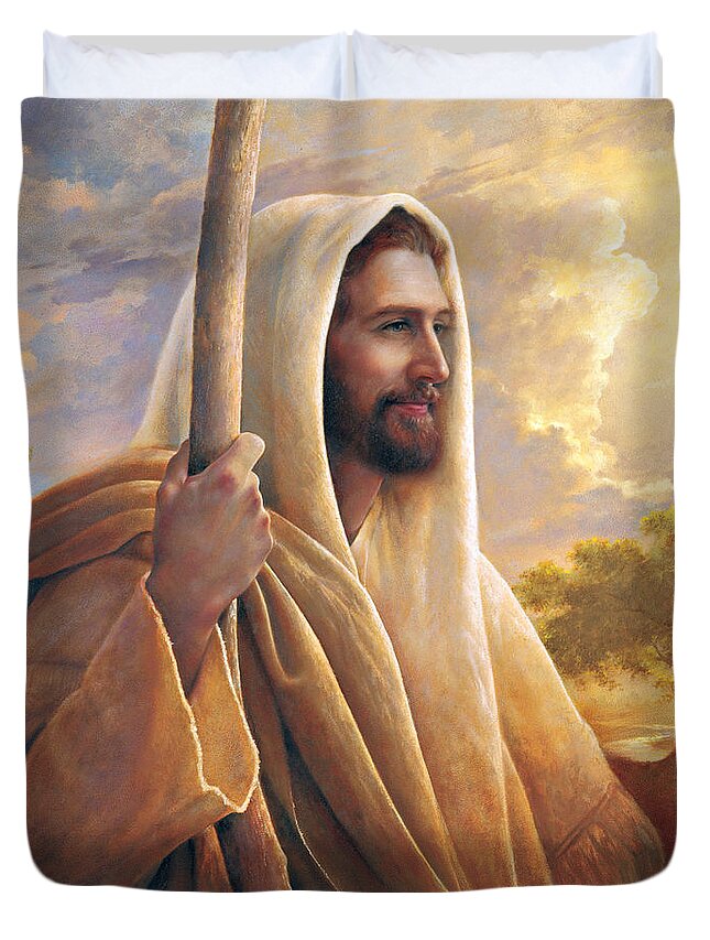 Light Of The World Duvet Cover featuring the painting Light of the World by Greg Olsen