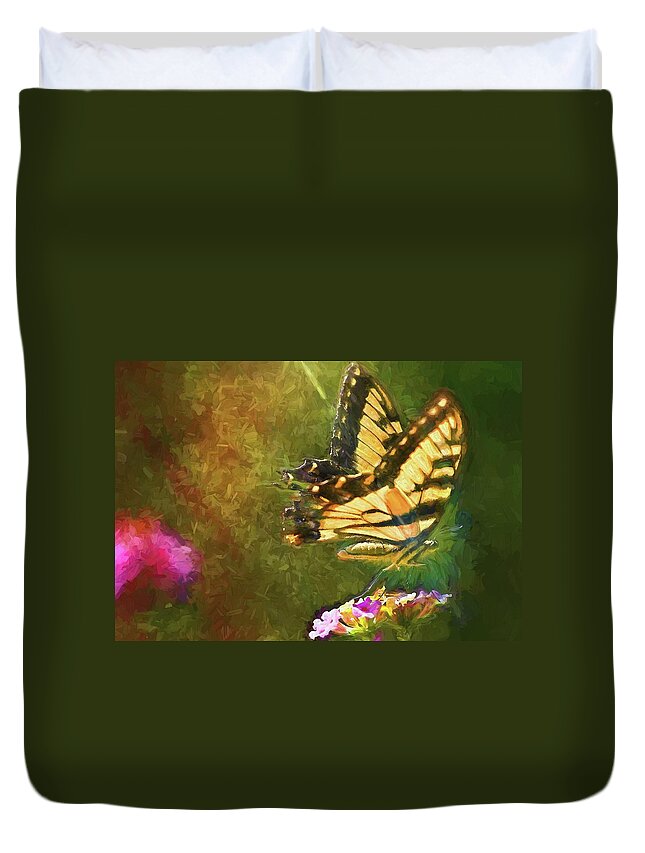 Insect Duvet Cover featuring the painting Light on Beauty by Ches Black