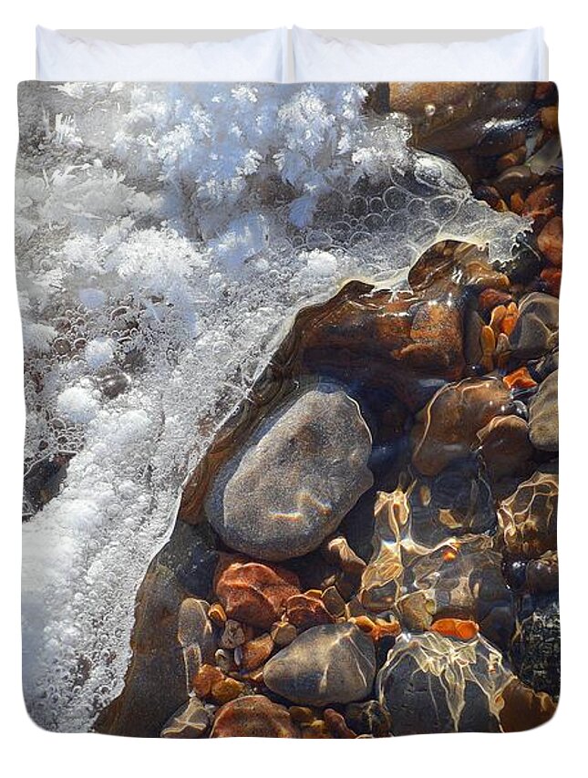 Abstract Duvet Cover featuring the digital art Light On Rocks and Ice Two by Lyle Crump