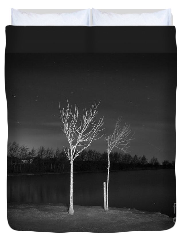 Airedale Duvet Cover featuring the photograph Light painting BW by Mariusz Talarek