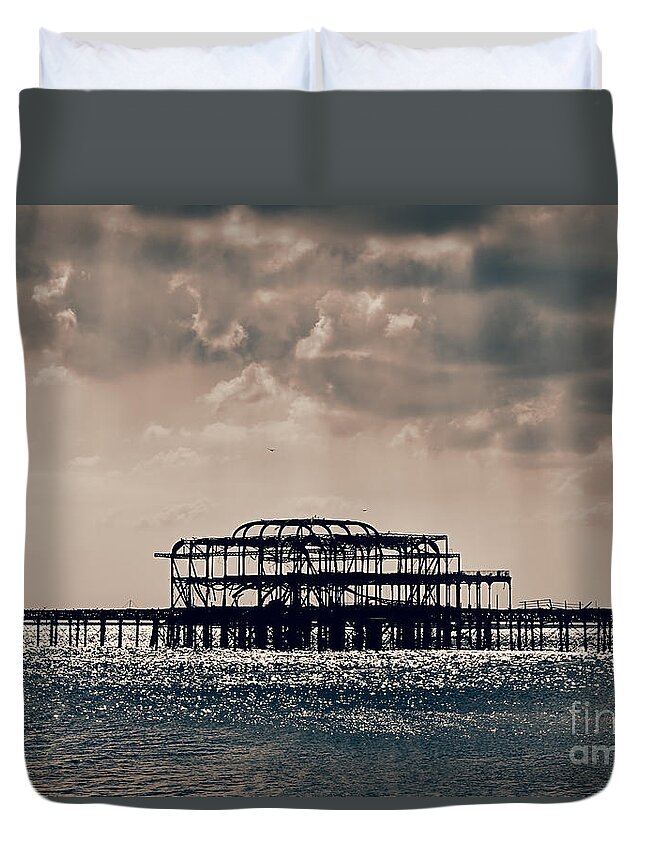 Brighton Duvet Cover featuring the photograph Light Shower by Jasna Buncic