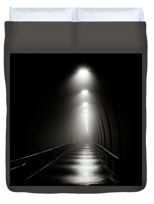 Black And White Duvet Cover featuring the photograph Light the Way by Darryl Hendricks