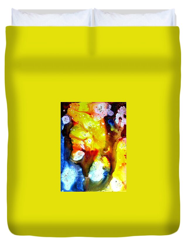 Abstract Duvet Cover featuring the painting Light Up The Sky by Louise Adams