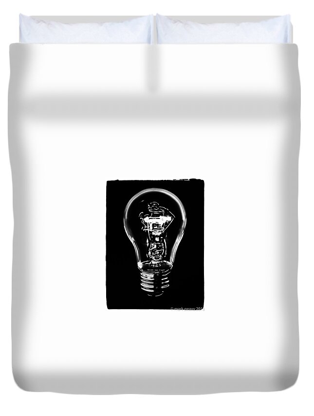 Black & White Duvet Cover featuring the photograph Lightbulb by Mark Peavy