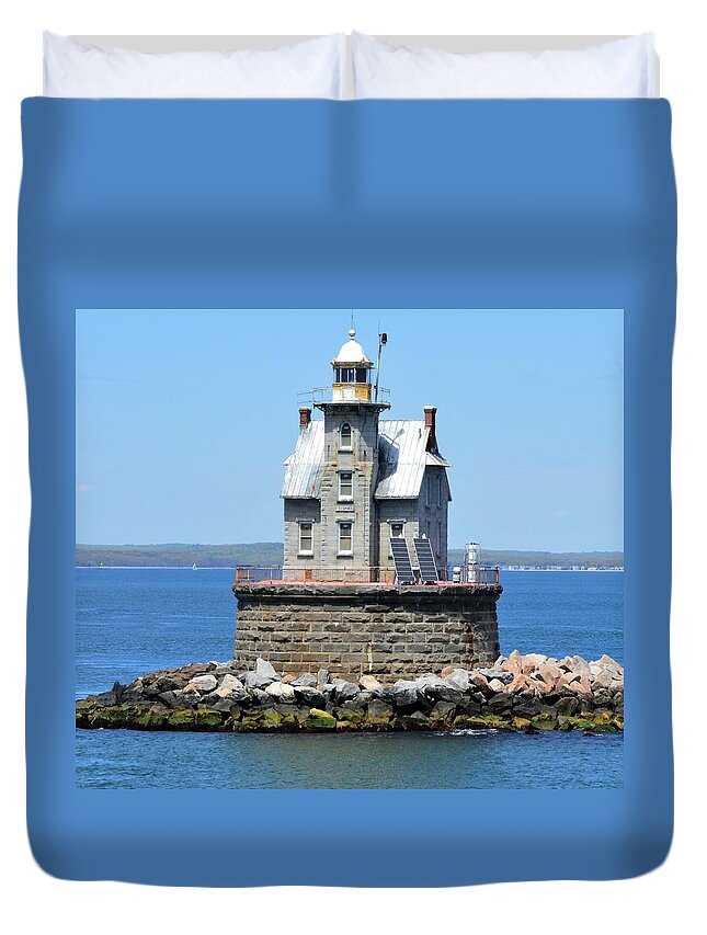 Lighthouse Duvet Cover featuring the photograph Lighthouse 2-C by Charles HALL
