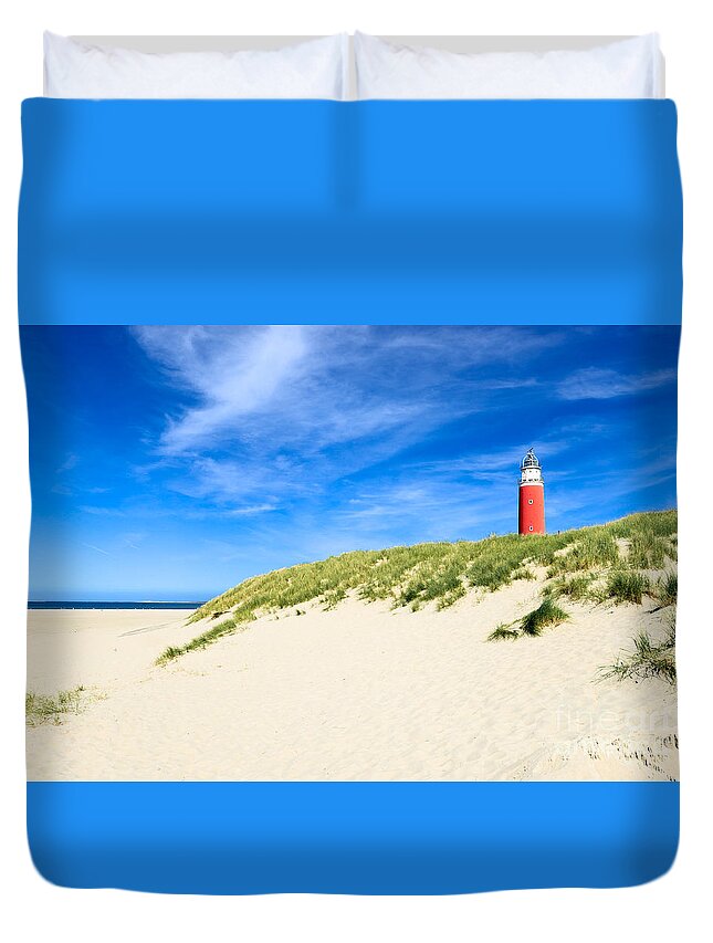 Eierland Duvet Cover featuring the photograph lighthouse Eierland by Hannes Cmarits
