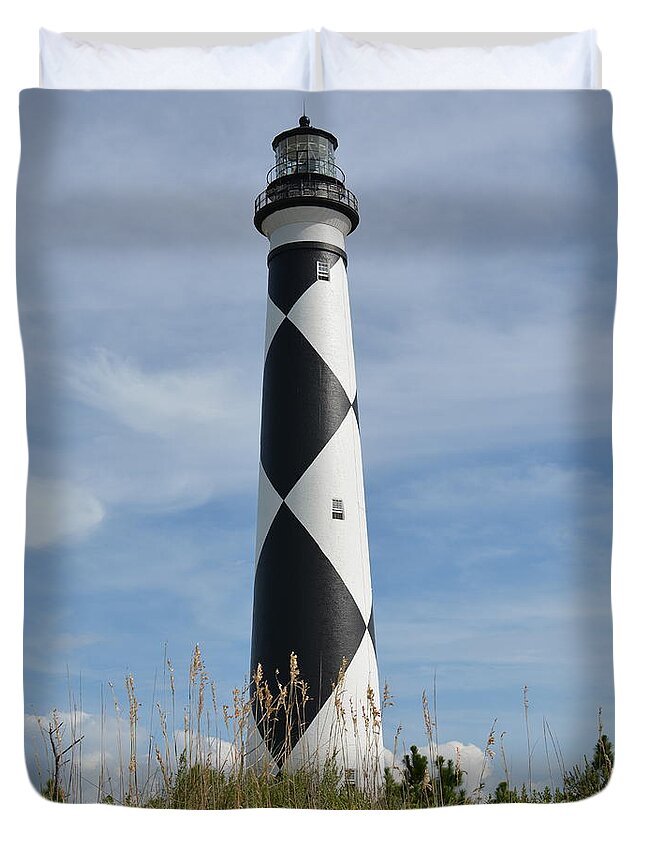 Cape Lookout Duvet Cover featuring the photograph Lighthouse on the Cape by Dan Williams