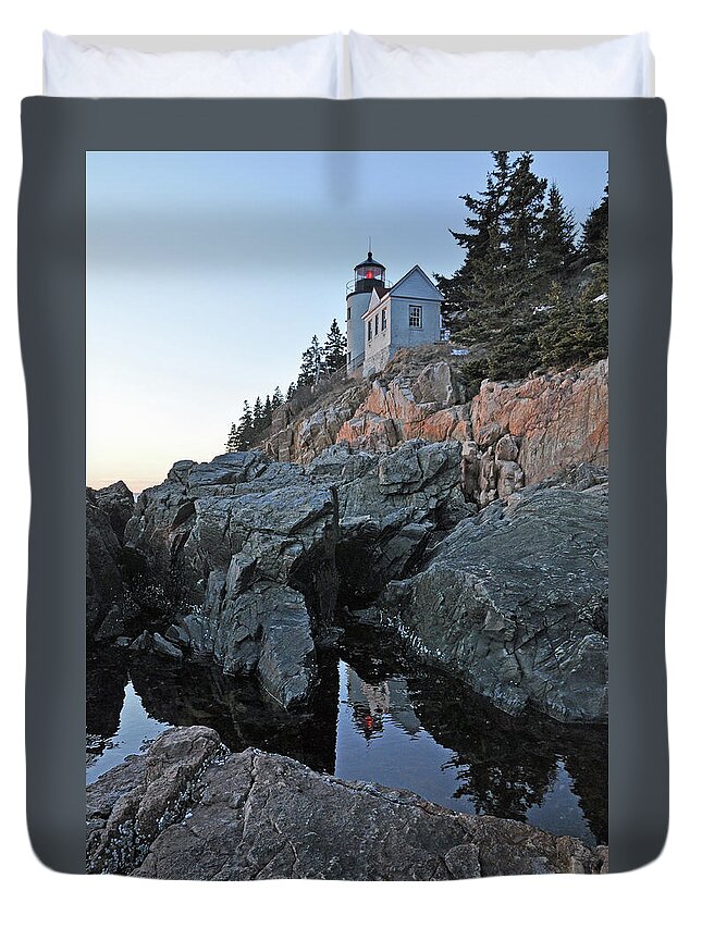 Lighthouse Duvet Cover featuring the photograph Lighthouse Reflection by Glenn Gordon