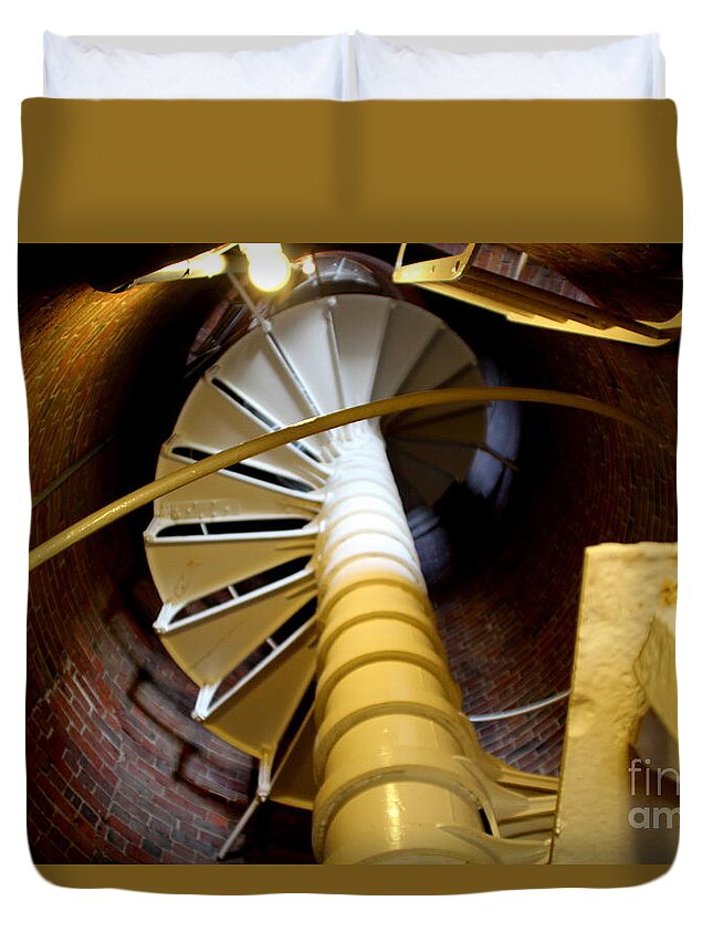 Boston Duvet Cover featuring the photograph Lighthouse stairway by Lennie Malvone