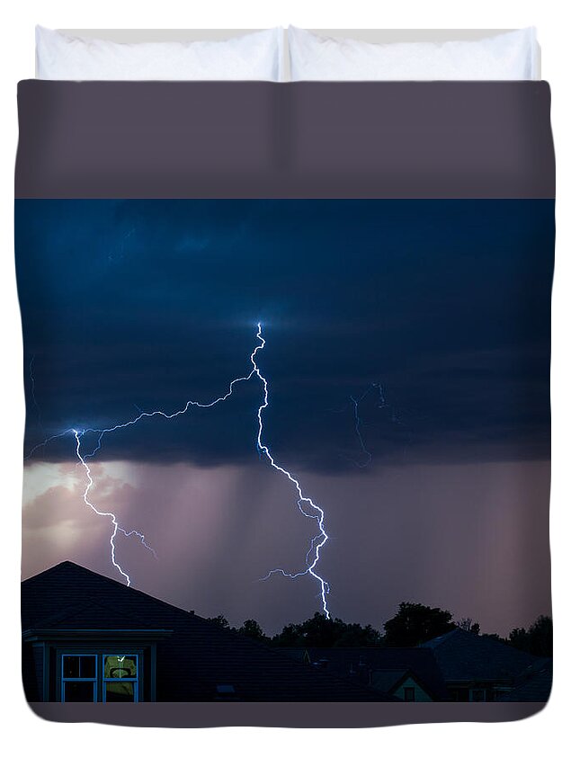 Lightning Duvet Cover featuring the photograph Lightning 2 by Stephen Holst