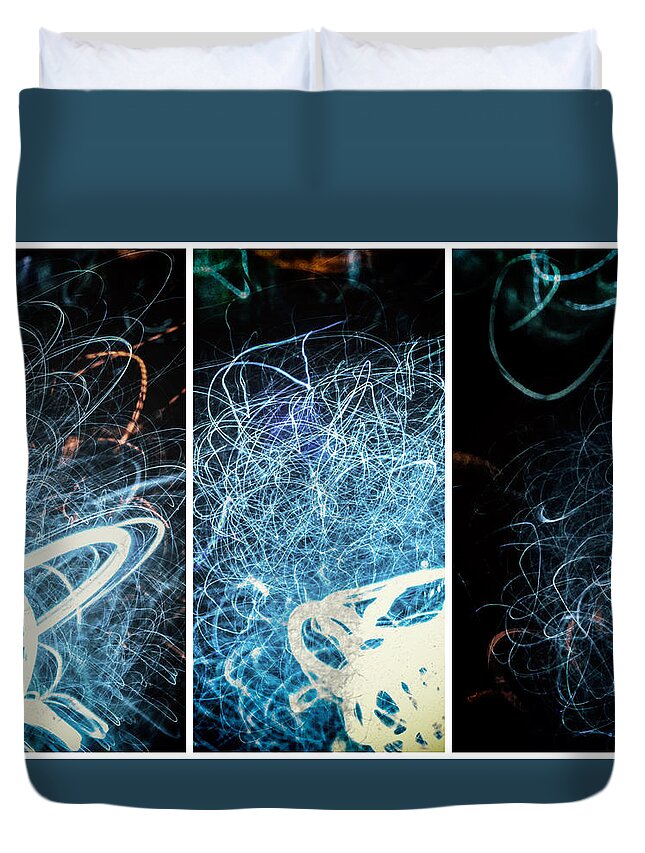 Triptych Duvet Cover featuring the photograph Neon Pubic Fuzz by John Williams