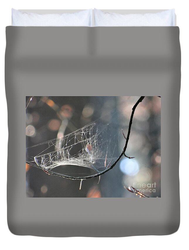 Lights Duvet Cover featuring the photograph Lights in the forest by Karin Ravasio