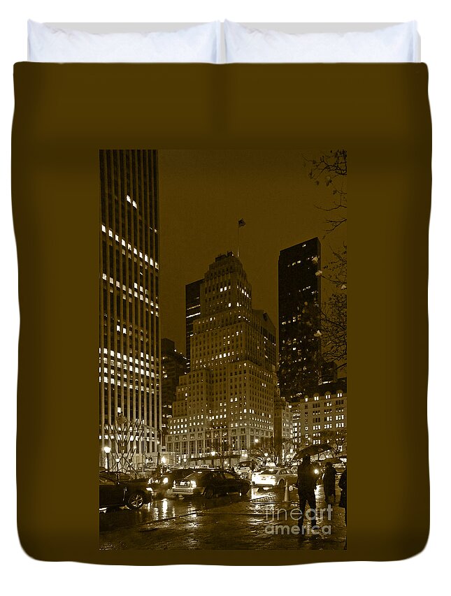 5th Ave. Lights Duvet Cover featuring the photograph Lights of 5th Ave. by Elena Perelman