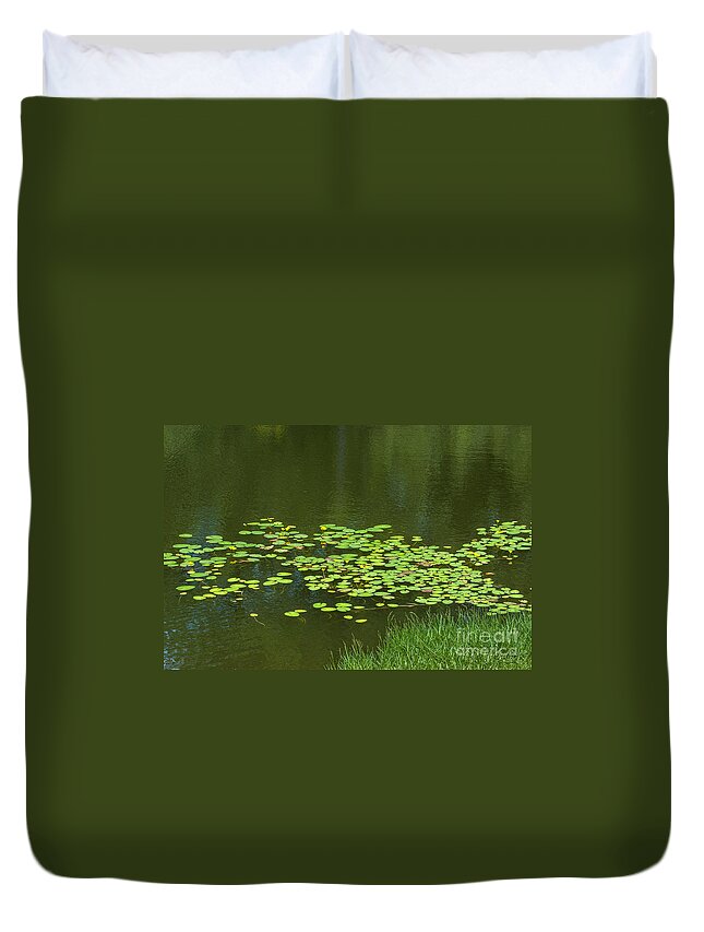 Lilly Pad Duvet Cover featuring the photograph Liily Pads Afloat by Dale Powell