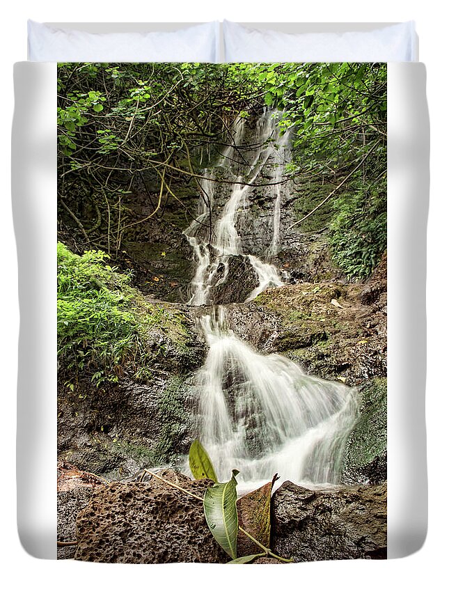Likeke Falls Duvet Cover featuring the photograph Likeke by Heather Applegate