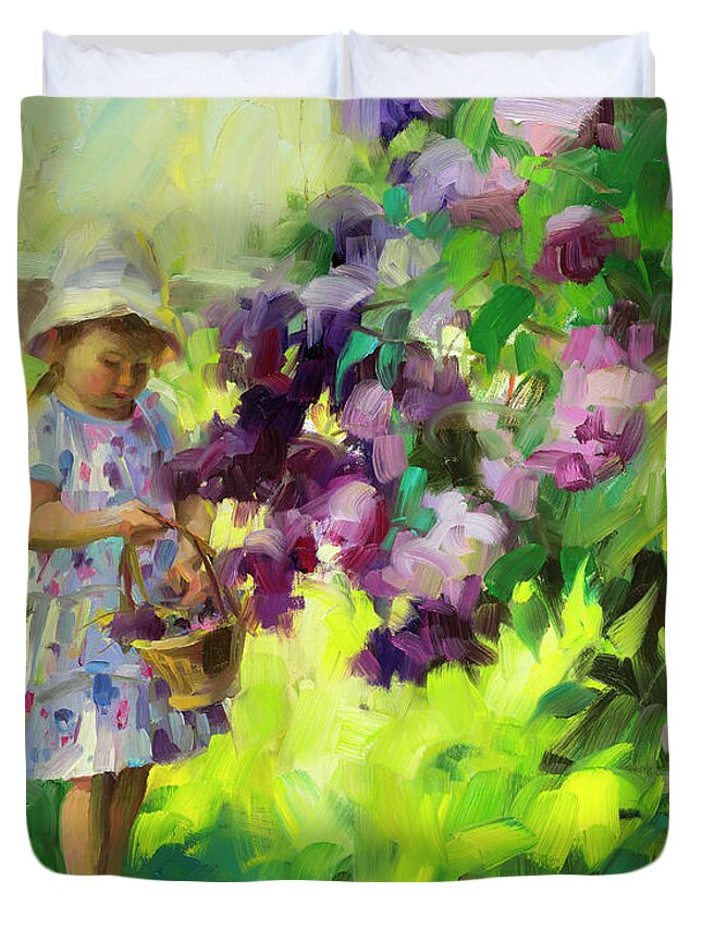 Spring Duvet Cover featuring the painting Lilac Festival by Steve Henderson