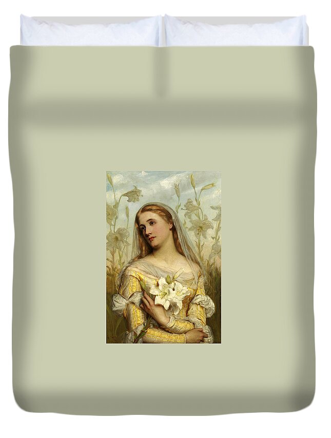 Gustav Pope Duvet Cover featuring the painting Lilies by Gustav Pope