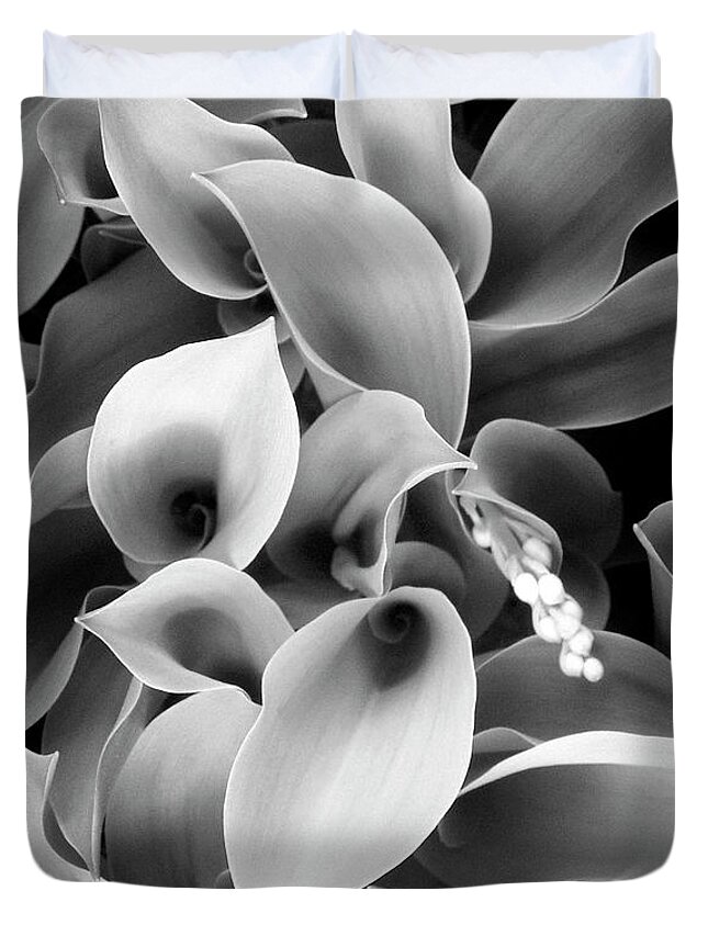 Black & White Duvet Cover featuring the photograph Lilies of the Vallley by Frederic A Reinecke