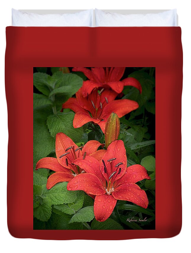 Lilies Duvet Cover featuring the photograph Lilies by Rebecca Samler